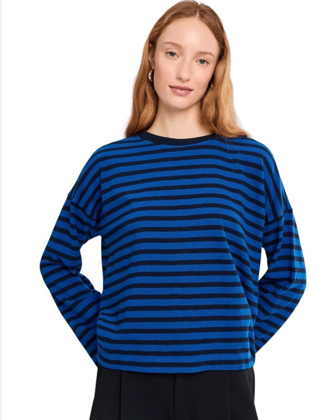Madewell Blue And Black Striped Long-Sleeve Tee